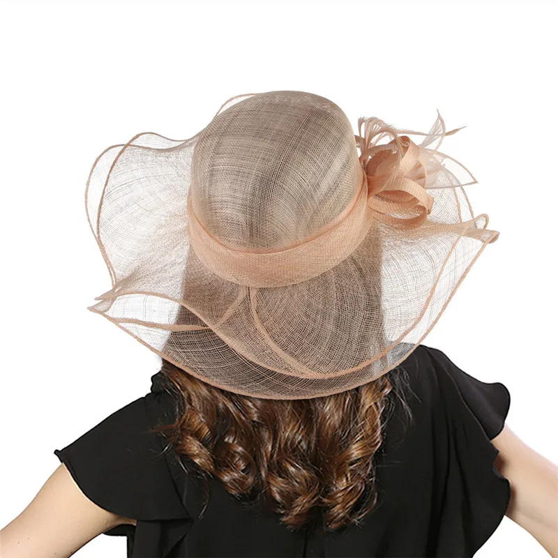 Элегантный цвет слоновой кости/Темно-синие/черные женские свадебные Шапки с декор в виде цветка розы шляпка для официальных мероприятий для церкви/Свадебная вечеринка/уличные шляпы