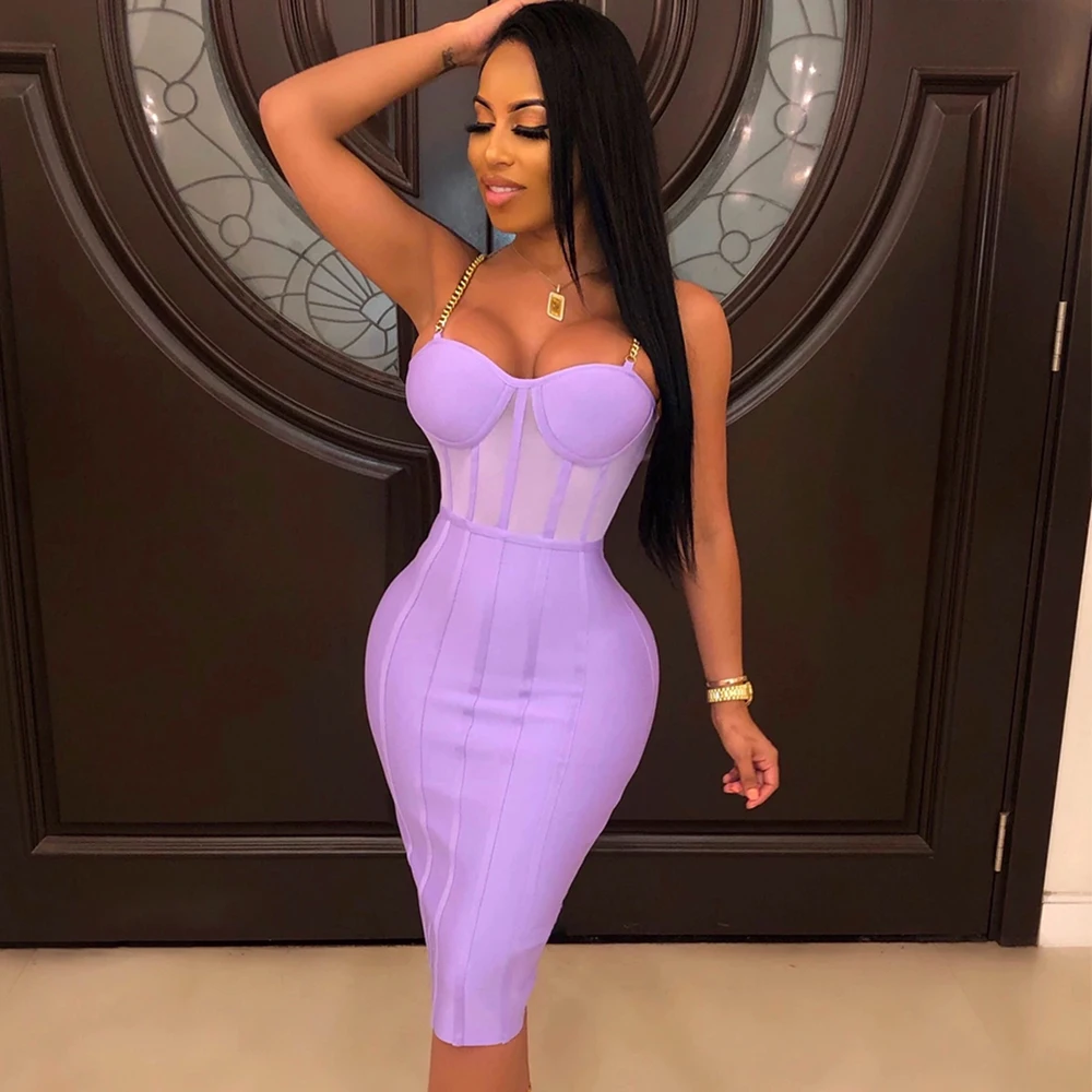 Vestido Бандажное платье миди осень-зима 2019 Новый женский неоновый пурпурное без