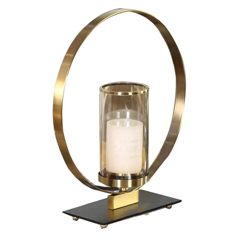 

Europe Glass Creative Fashion Gold Round Candle Holders Pillar Christmas Windproof Candelabra Kaarsenhouder Home Decore Ec50lz