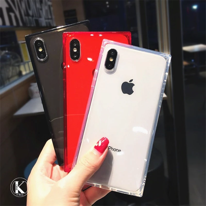 Модный квадратный прозрачный мягкий чехол из ТПУ для телефона iPhone 11 Pro Max X XS 12 Mini XR
