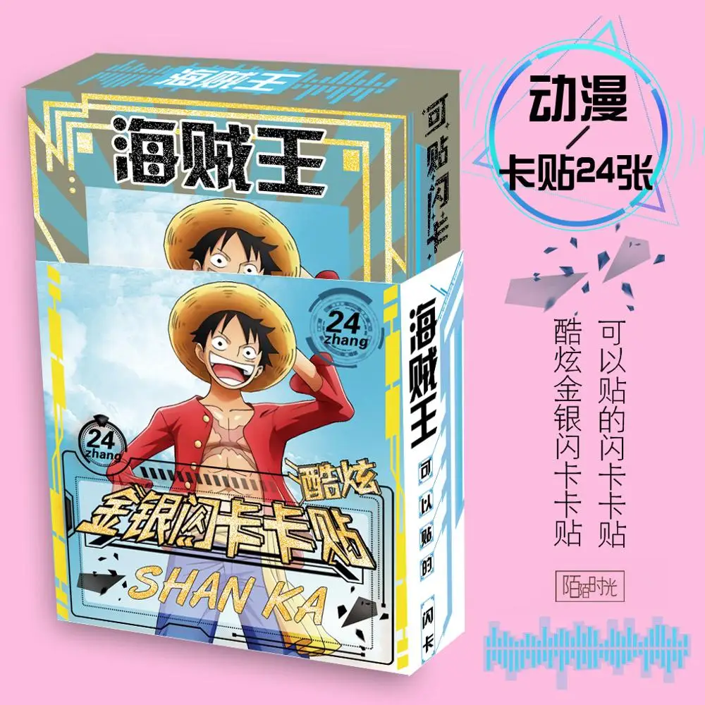 

2 in1 Anime One Piece Luffy Cartoon character Poker toy Cosplay Board Game Cards Hardcover poker playing cards Flash sticker