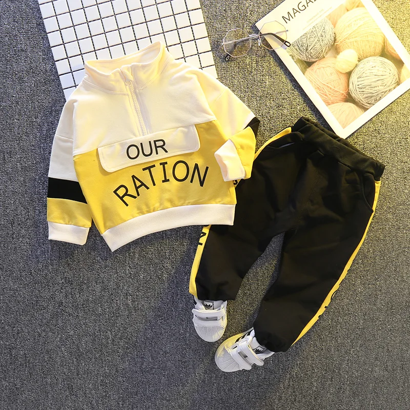 

Spring and Autumn New Fashion Casual Boys and Girls Set Stand-up Collar Single Zipper Color Matching Trousers Children's Suit C