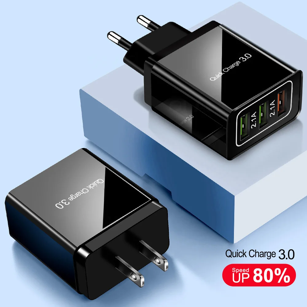 18 Вт QC 3,0 быстрое настенное зарядное устройство Usb для путешествий Быстрая зарядка 3,0 Мульти Usb зарядное устройство для мобильного телефона 3 порта EU US Plug портативное быстрое зарядное устройство