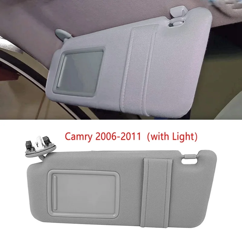 

Left Driver Side Sun Visor with Sunroof & Vanity Light for Toyota Camry 2006-2011 74320-06800-B0 04002-30706-B0 Gray