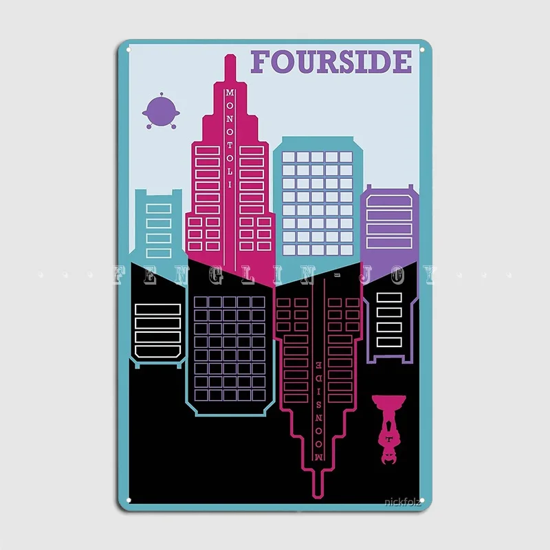 Четырехсторонний плакат металлический с надписью на земле таблички Клубные