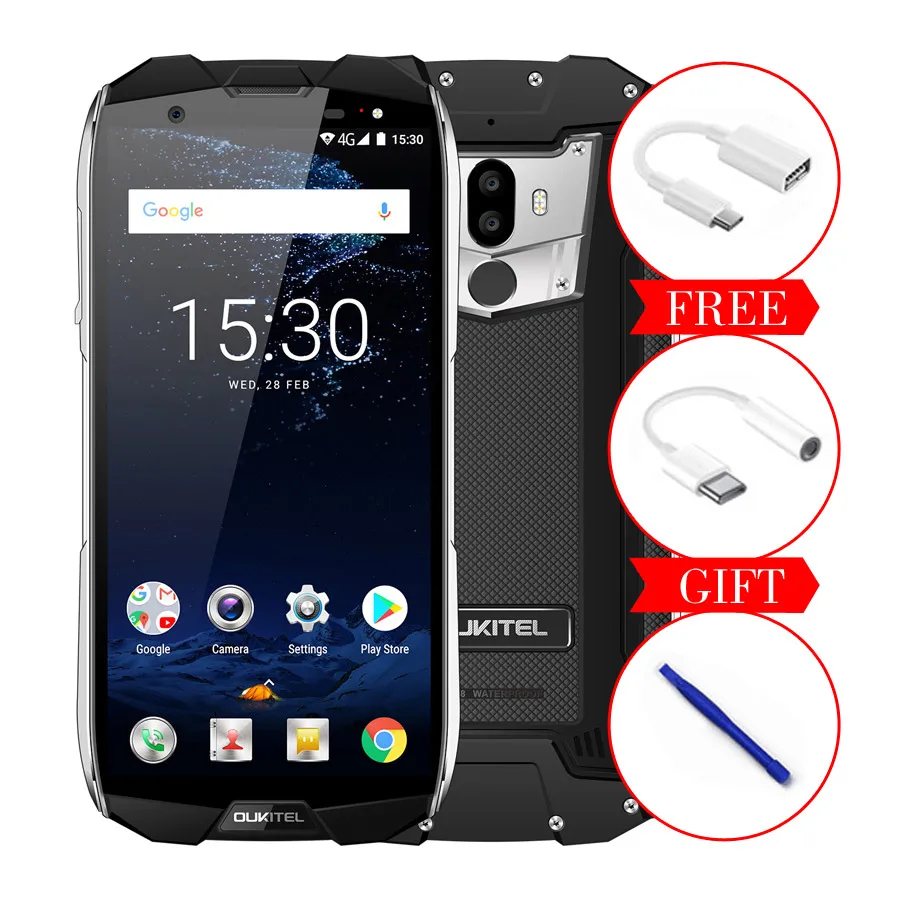 OUKITEL WP5000 IP68 водонепроницаемый смартфон Android 7,1 Helio P25 Восьмиядерный 6 ГБ ОЗУ 64 Гб ПЗУ 5200 мАч 9 В/2 а мобильный телефон - Цвет: black