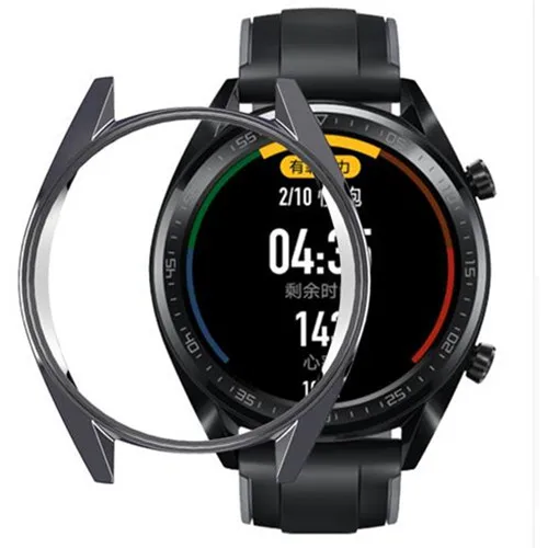 gray Huawei Watch GT case For huawei watch gt strap band cover soft TPU plated All-Around protective case shell watch Accessories - Цвет: gray