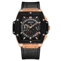 baogela chronograph men watches waterproof quartz wristwatch for men rose gold leather sports stopwatch relojios masculinos new