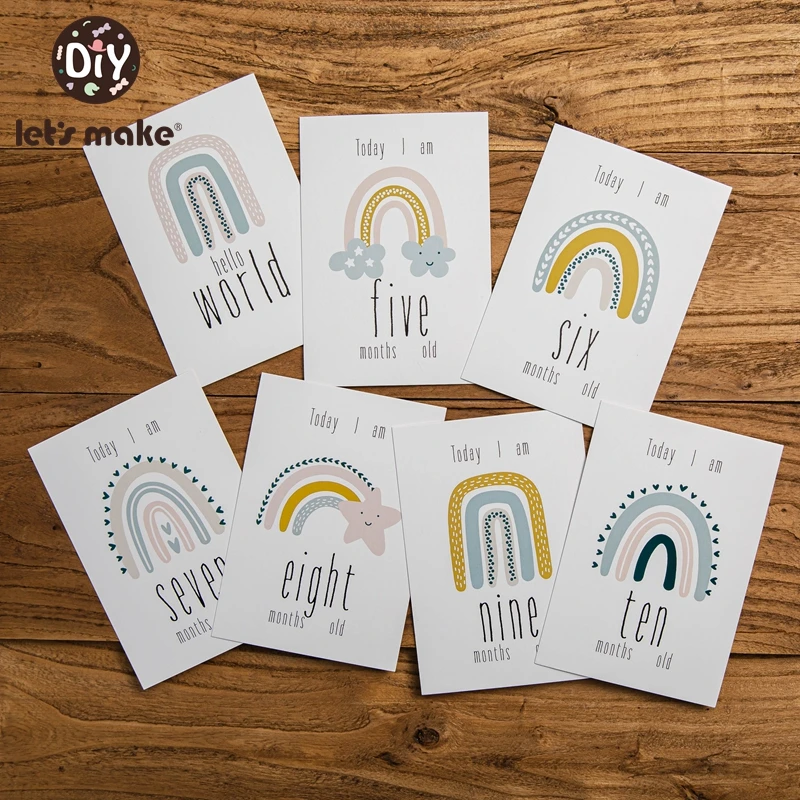 Let's Make 1set Baby Milestone Block Baby Photography Milestone Memorial Monthly Newborn Commemorative Card Number Photo
