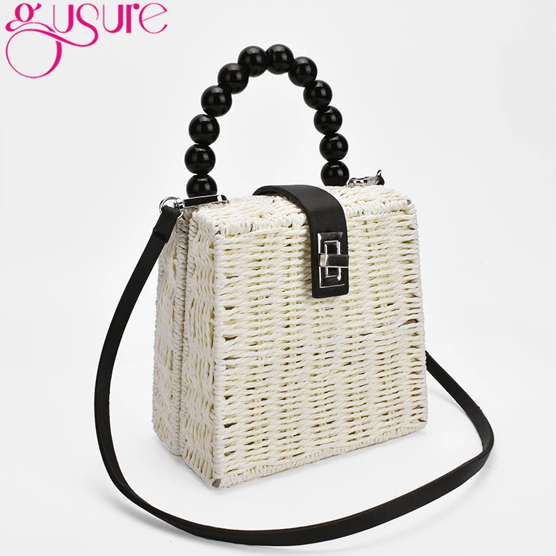 Соломенная Сумка Gusure для женщин сумка через плечо из бумажной веревки с ручками