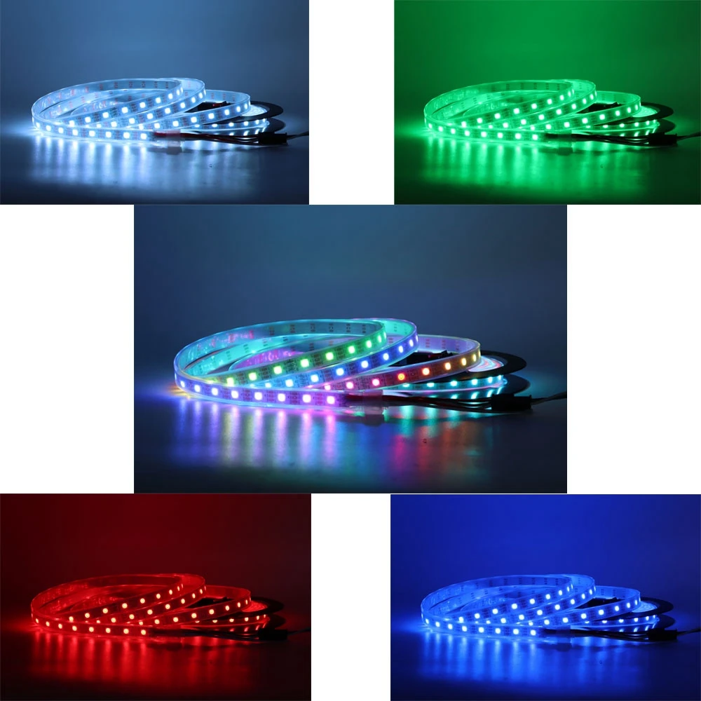 WS2812B 30/60/144 пикселей/светодиодов/м умная RGB светодиодная Пиксельная полоса