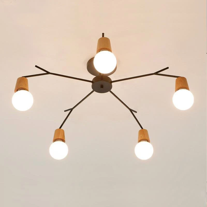 Деревянный потолочный светодиодный светильник люстра паук в стиле лофт