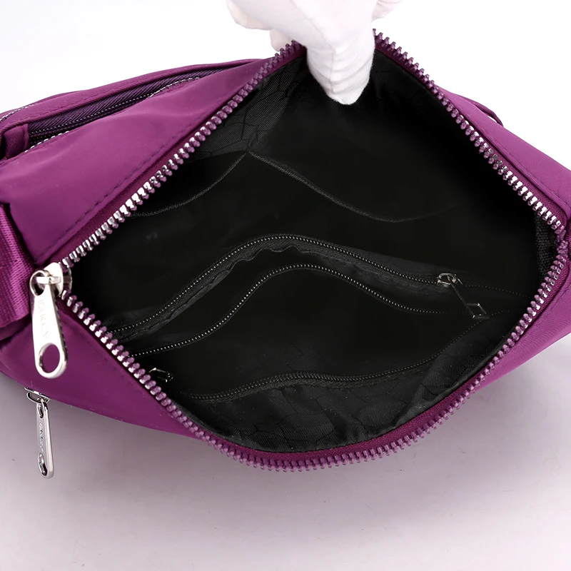 Women Handbags Messenger Bag Washed Nylon Lightweight Waterproof Shoulder Bags Fashion Zipper Crossbody Bag Purse