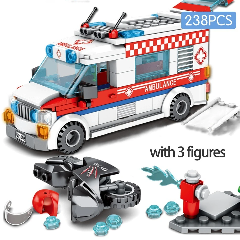 238 шт. набор городская улица серии скорой помощи строительный блок друг кирпичи