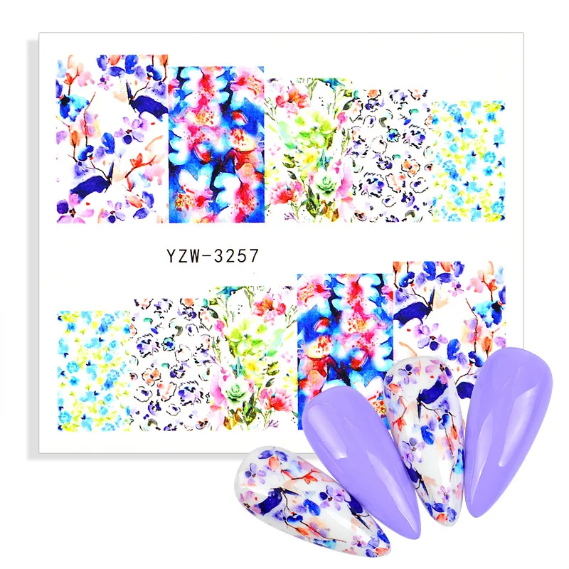 

1pcs Colorful Flower Leaf Water Nail Stickers Decals Mixed Floral Watermarks Manicure Sliders Nail Art Decoration