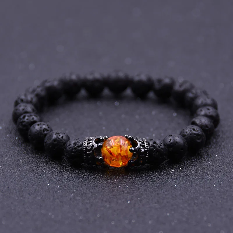 HYHONEY черный Lava натуральный бисер браслет микро проложить CZ Двойные Браслеты с