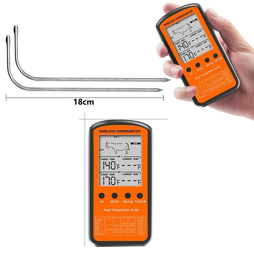 Wireless remote BBQ Thermometer Dual Probe Digital Meat Food Oven new | Дом и сад