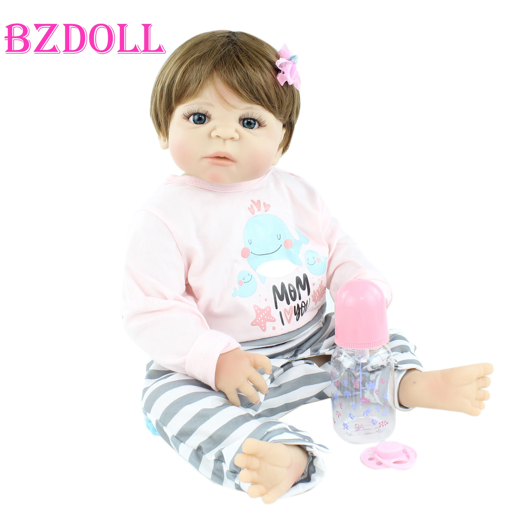 

55cm Full Silicone Reborn Baby Doll Toys For Girl Lifelike 22 Inch Newborn Blonde Boneca Kid Birthday Christmas Gift