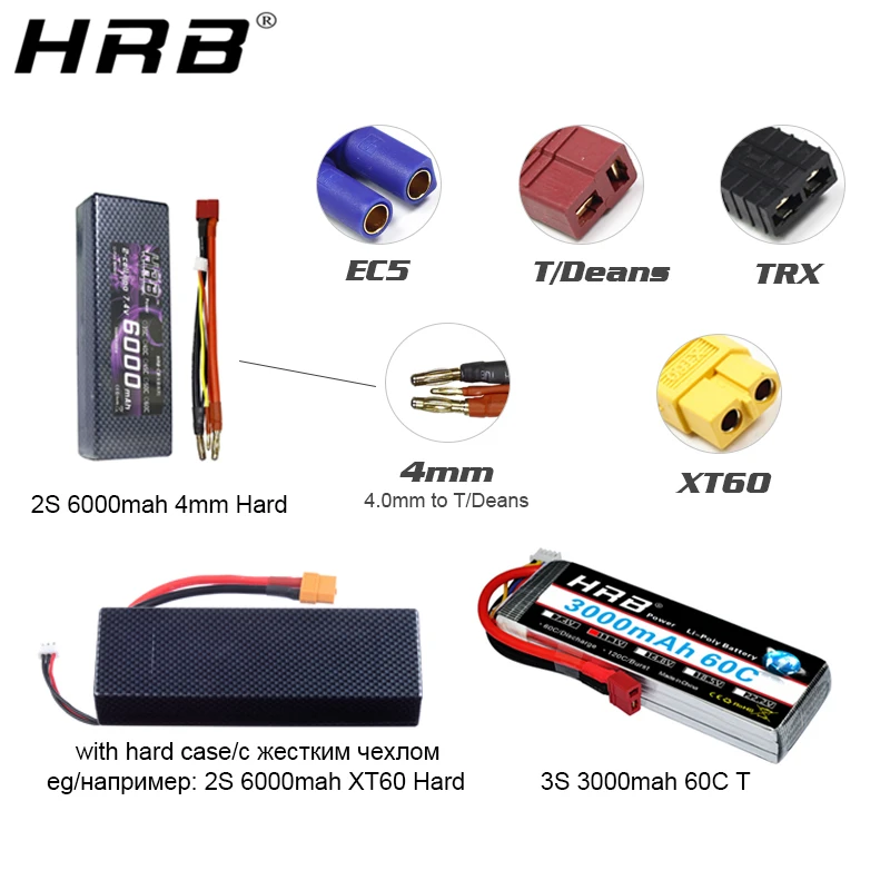 2 шт аккумулятор hrb lipo 3s 111 v 4000mah 4200mah 5000mah 6000mah 4s 148 v 3300ma