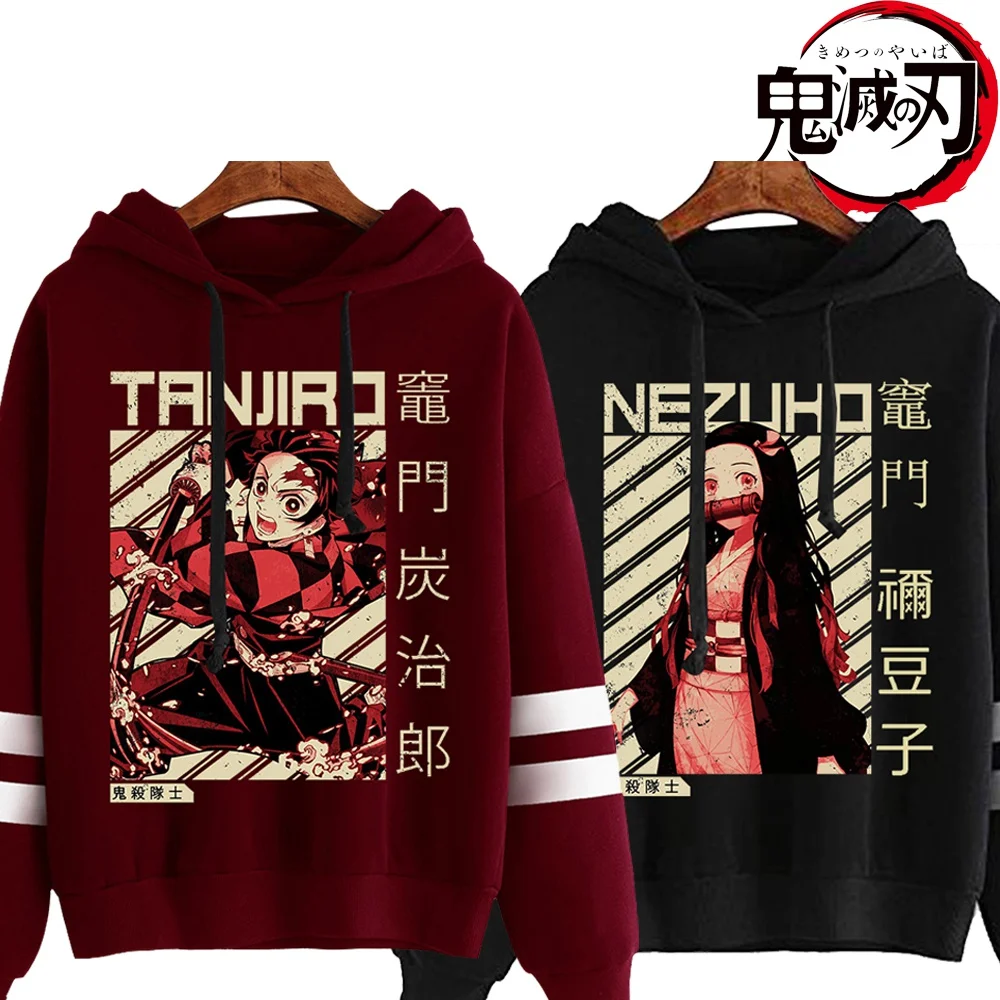 

Demon Slayer Print Hoodies Cozy Tops Anime Pullovers Kamado Tanjirou Nemado sweatshirt women 2021