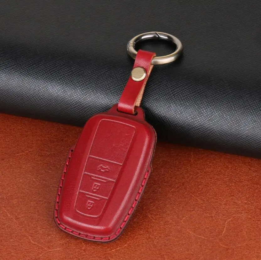 Автомобильный чехол для ключей из натуральной кожи с 3 кнопками|Футляр