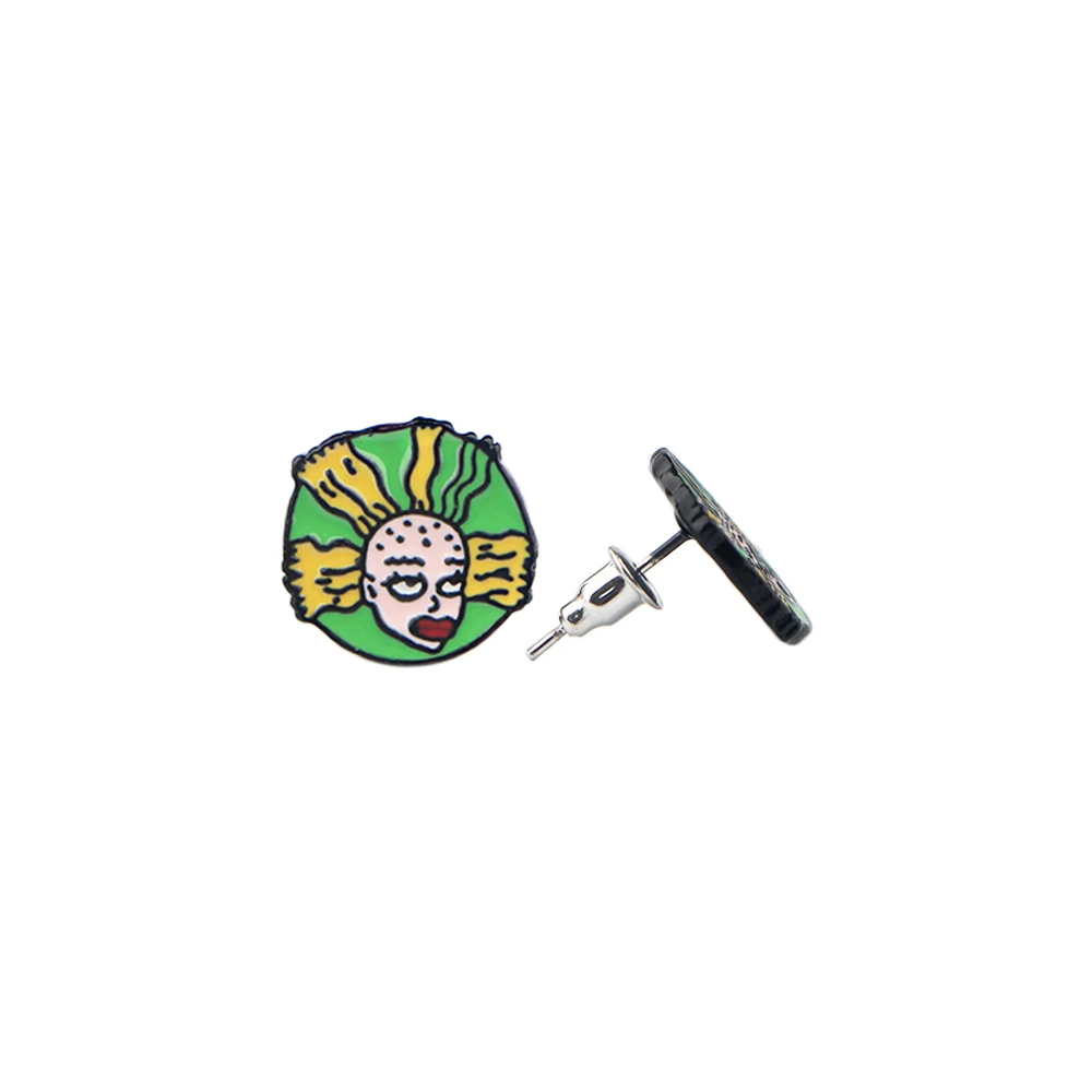 

HJ397 Anime Doll Ear Stud Earrings for Womens Enamel Jewelry Kids Gifts Girls Stainless Steel