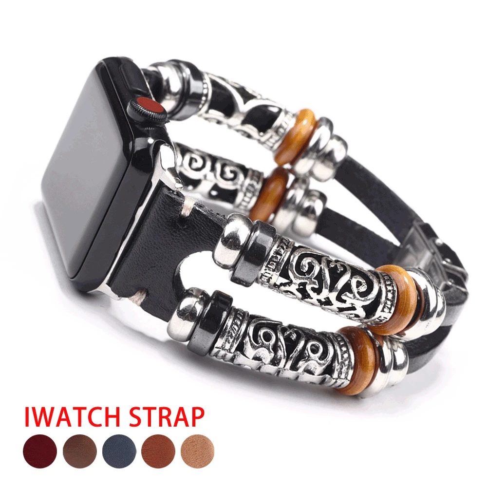 

Ремешок кожаный для Apple Watch 5 44 мм 40 мм, браслет для Apple Watch Series 6 4 SE 3 Band 38 мм 42 мм в стиле ретро