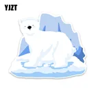YJZT 12 см * 14 см милый белый полярный медведь, пвх, наклейки для автомобиля с животными, наклейки для автомобиля, наклейки на автомобиль, для детей, на