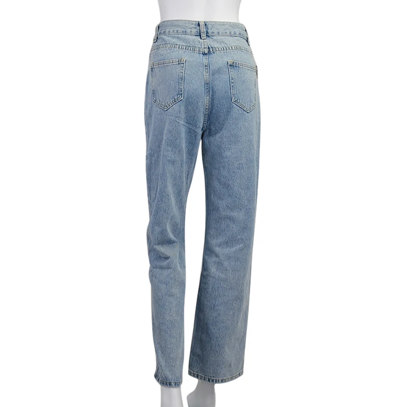 

Lucyever 2021 New Casual Loose Straight Denim Women Spring Summer Button Sashes High Waist Jeans Ladies Slim Fit Pants Female