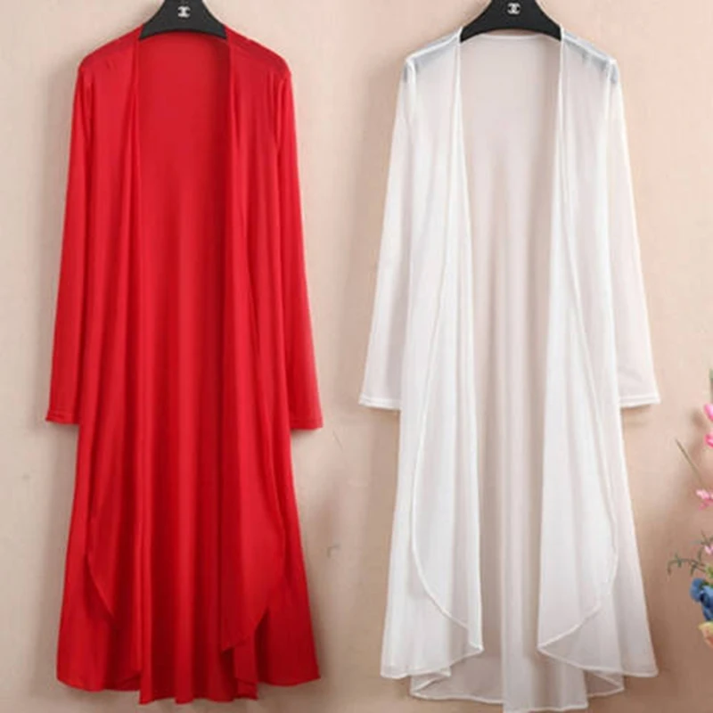 

Sun Protection Clothing Women's Summer Mesh Thin Shawl Jacket In The Long Overwear Section Cardigan Outer Cape Women Coat A192