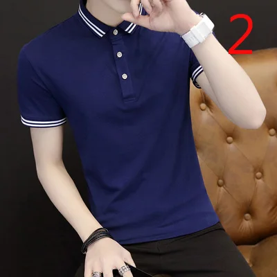 

T-shirt Korean trend lapel half-sleeve T-shirt 2020 new slim lapel