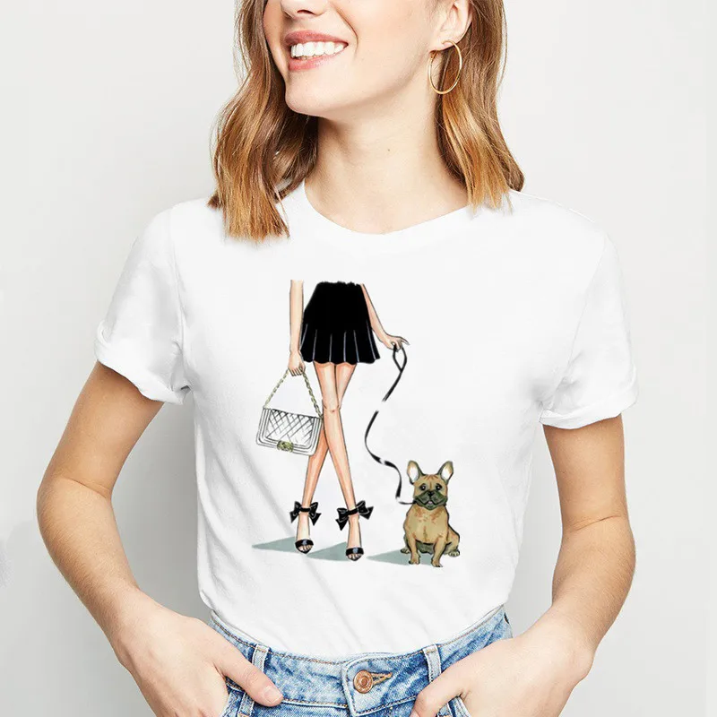 Женская футболка с круглым вырезом Повседневная хлопковая короткими рукавами и