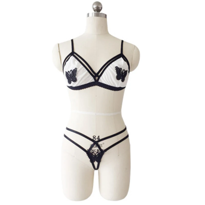 Women Large-Size Push Up Bra Set Sexy butterfly Brief Sets Intimates Young Girl Underwear Bra+Tops+Pyjamas Sleepwear | Женская одежда