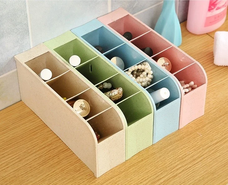 4 цвета большой отсек Настольный туалетный столик держатель пластиковый ящик для