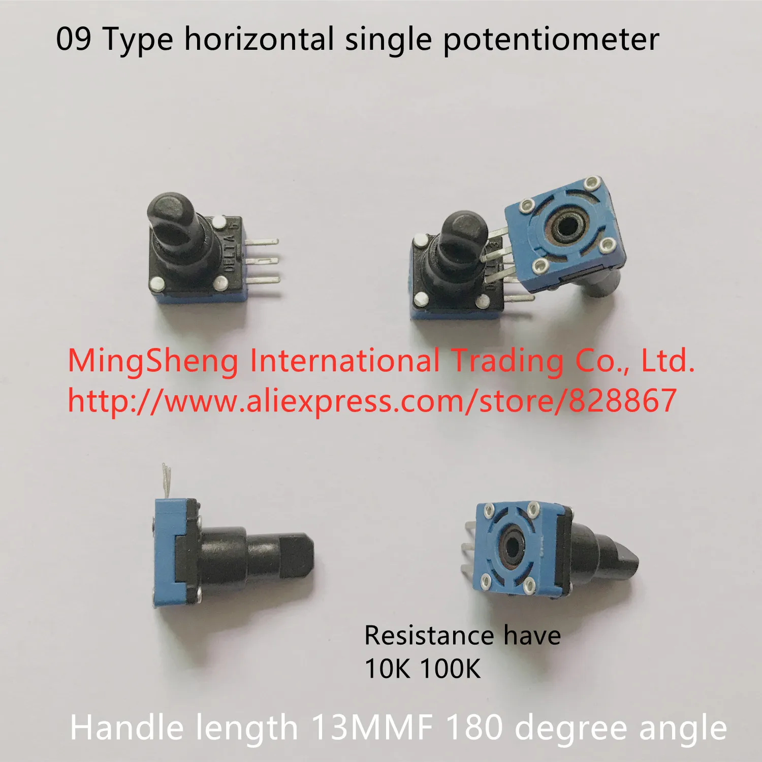 

Original new 100% import 09 type horizontal single potentiometer 10K 100K long handle 13MMF 180 degree angle (SWITCH)