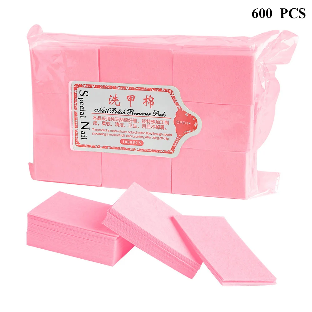 600Pcs Pink Ladymisty 60/100/200/600 шт Клей для ногтей салфетки для очищения хлопок бумажные салфетки очиститель клея клей колодки отверстие бутылки чистящие средства - Цвет: 600Pcs Pink