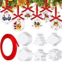 24pcs acrylic christmas ornaments blanks christmas tree acrylic ornaments unfinished for diy craft name tags place cards