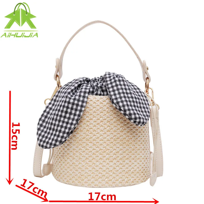 

Summer Handmade Bags for Women Beach Bucket Bag Weaving Ladies Straw Bag Wrapped Beach Bag Round Shape Top Handle Handbags Tote