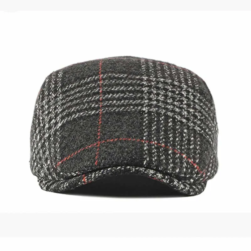 Кепка унисекс Fibonacci Зимняя кепка газетчика новый шерстяной клетчатый берет Ретро