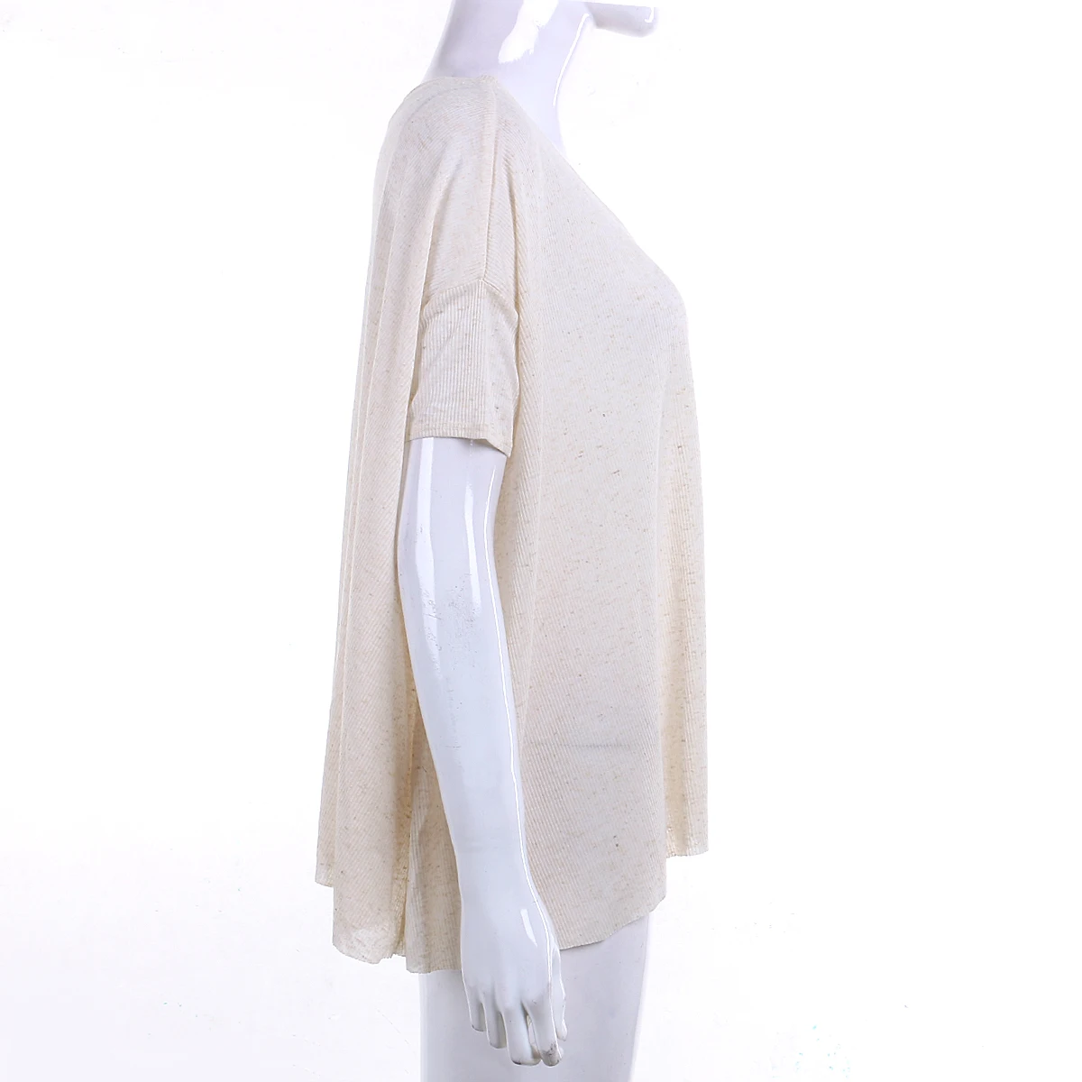 Women Long Sleeve V-neck Loose Tops T Shirt Ladies Plain Cotton Blend Blouse