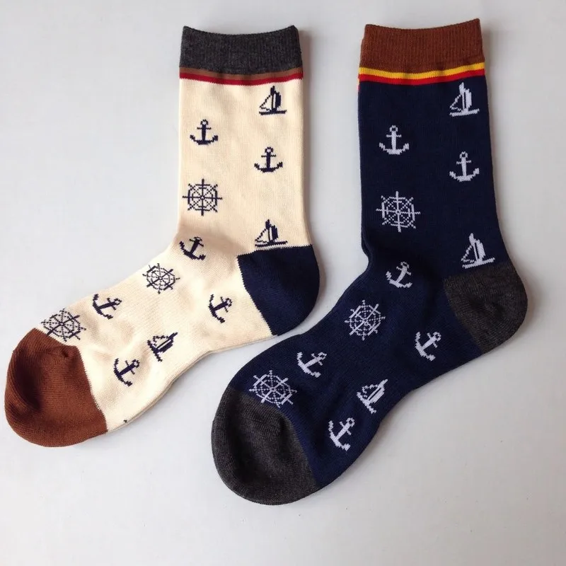 Шить Цвета с узором Якорь милые носочки изображением забавного героя