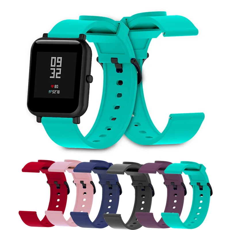 

Ремешок для часов Amazfit Bip, мягкий силиконовый браслет для смарт-часов Huawei Garmin Sumsung Gear, 20 мм