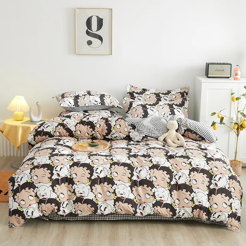 

Cartoon Duvet Cover Set 150x200 Pillowcase 3Pcs，220x240 Quilt Cover，Extra Large，Little Baby And Puppy Pattern Bedding Set