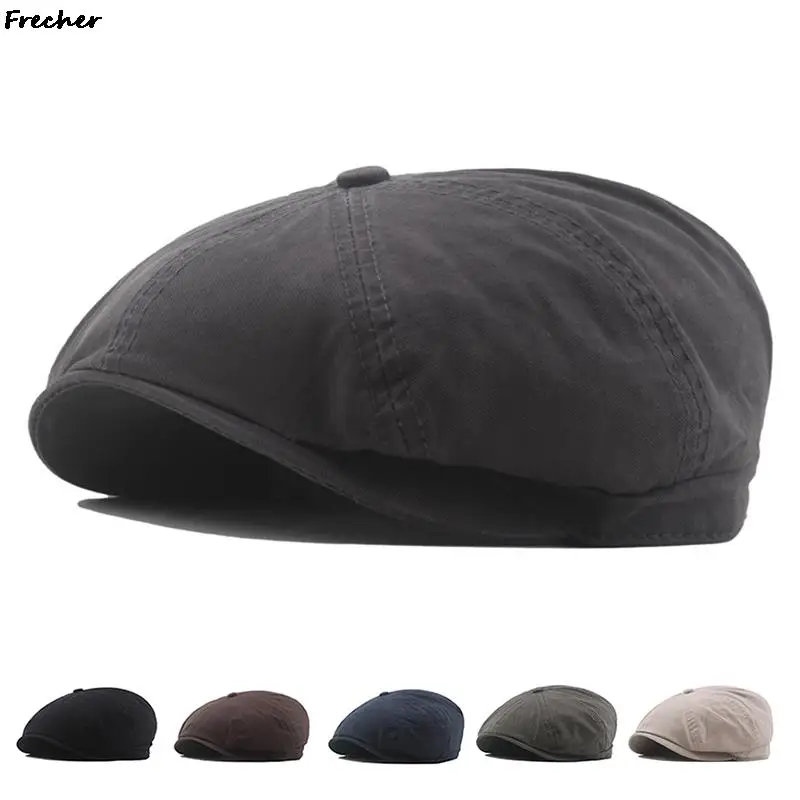 

British Washing Newsboy hat Cotton Beret For Men Ascot Cap Beckham Kwaki Male Spring Autumn Vintage Brand Octagonal Flat Cap