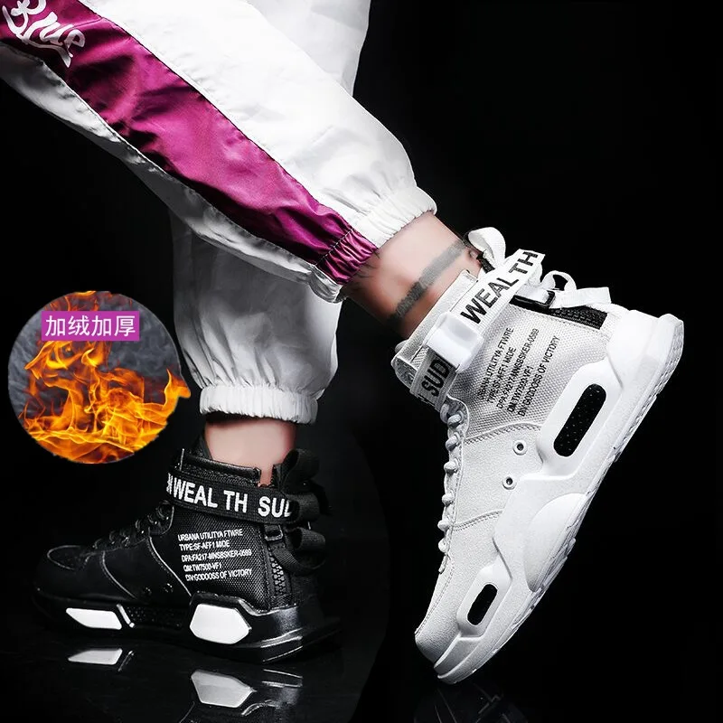 Супер Популярные Зимние плюшевые кроссовки спортивные ботинки мужские высокие