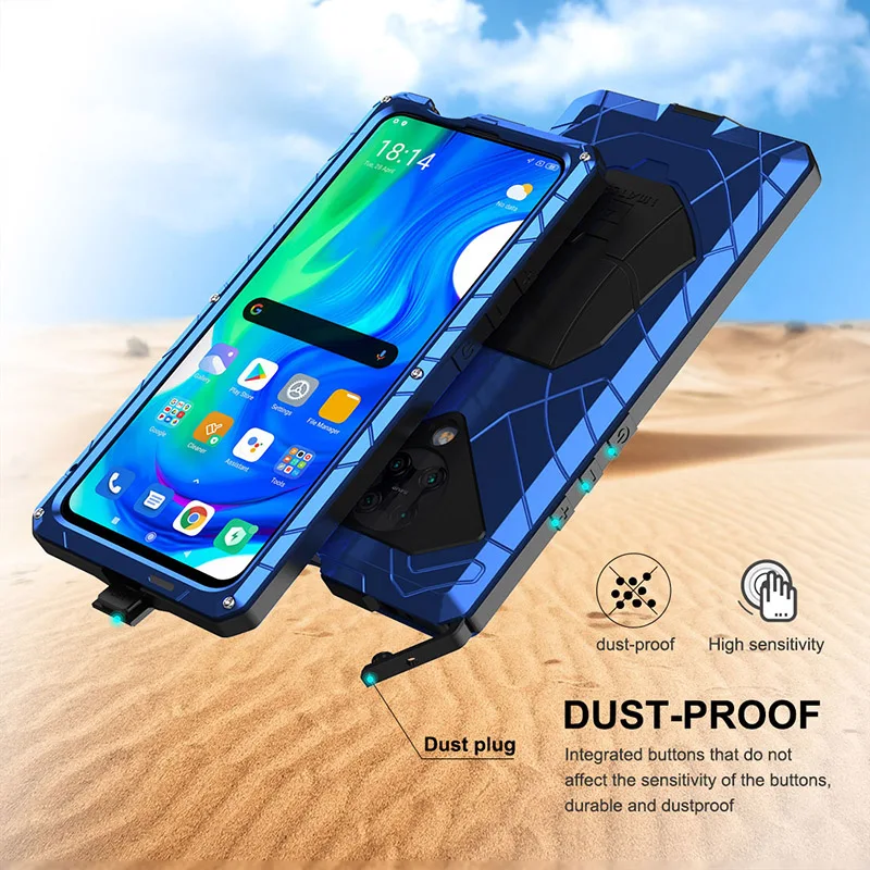 for xiaomi poco f2 pro redmi k30 pro poco x3 nfc pro case hard aluminum metal heavy duty protection cover with tempered glass free global shipping