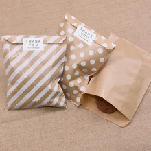 25pcs Kraft Paper Bags Treat Candy Bag Chevron Polka Dot Bags for Wedding Birthday Xmas New Year Party Favors Supplies Gift Bags