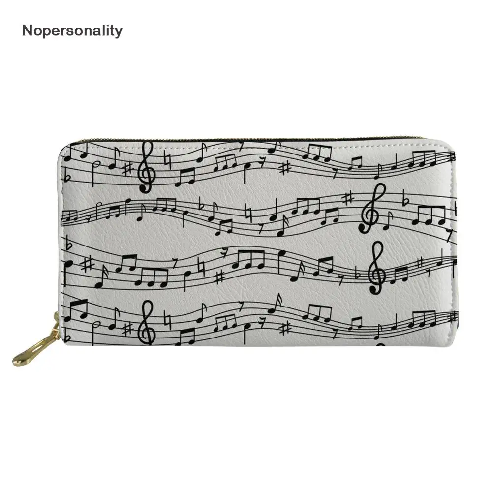 

Nopersonality Classic Music Notes Print Leather Wallets for Women Long Female Ladies Clutch Hand Bag Purse Brand Coin Purses