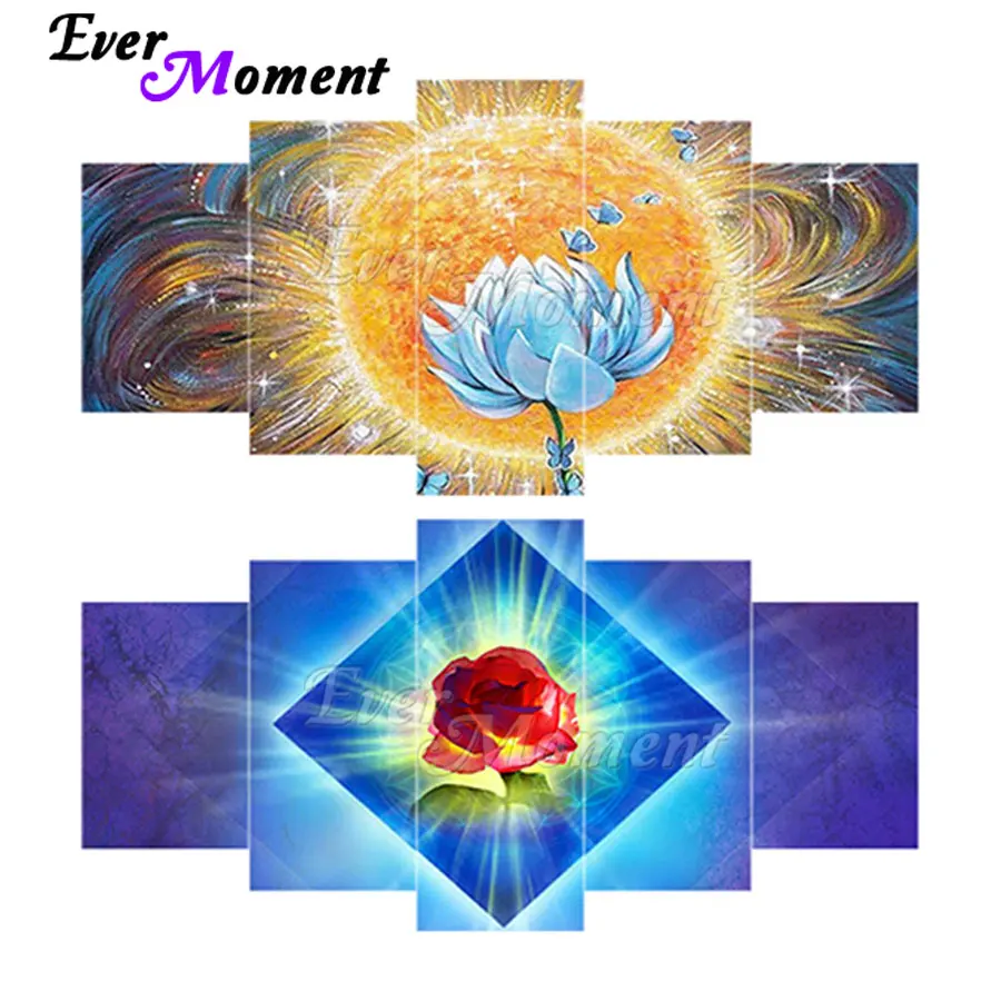 

Ever Moment Diamond Painting Multi-picture 5D DIY Mosaic Full Square Resin Drill Rose Lotus Diamond Display Gift Kits 3M018