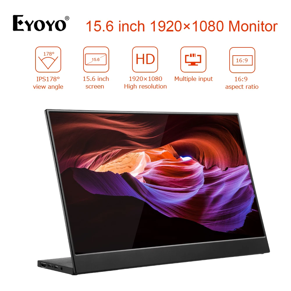 

Портативный монитор EYOYO EM15R, игровой монитор 15,6 дюйма со светодиодной подсветкой USB Type C Hdmi, ips 1920X1080 FHD дисплей для PS4, ноутбука, телефона, Xbox Switch